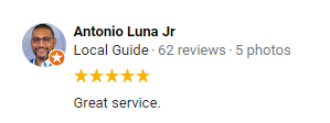 Antonio, Luna Jr. Google Review